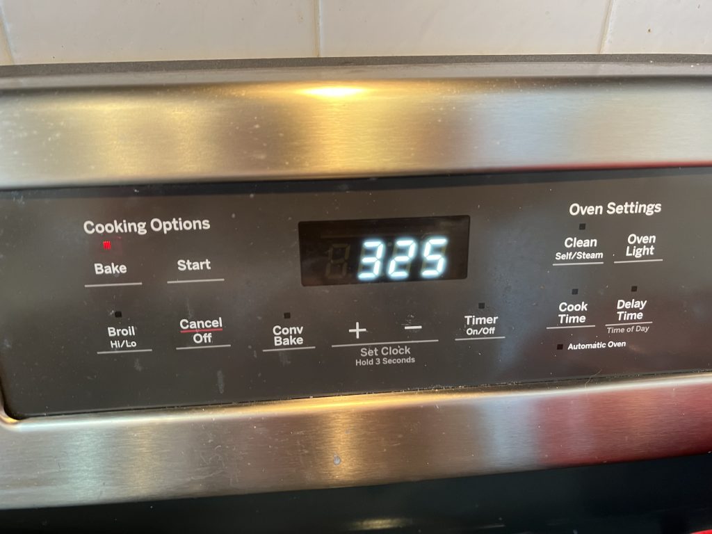 preheating oven to 325