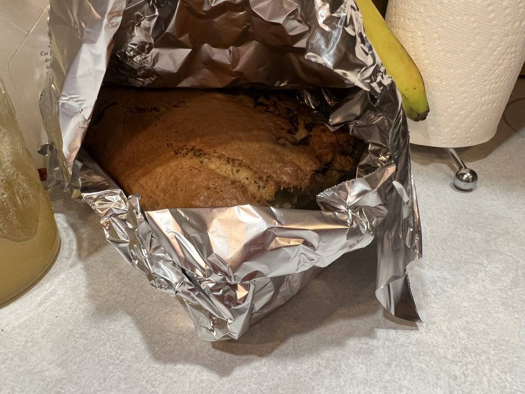 banana bread in foil