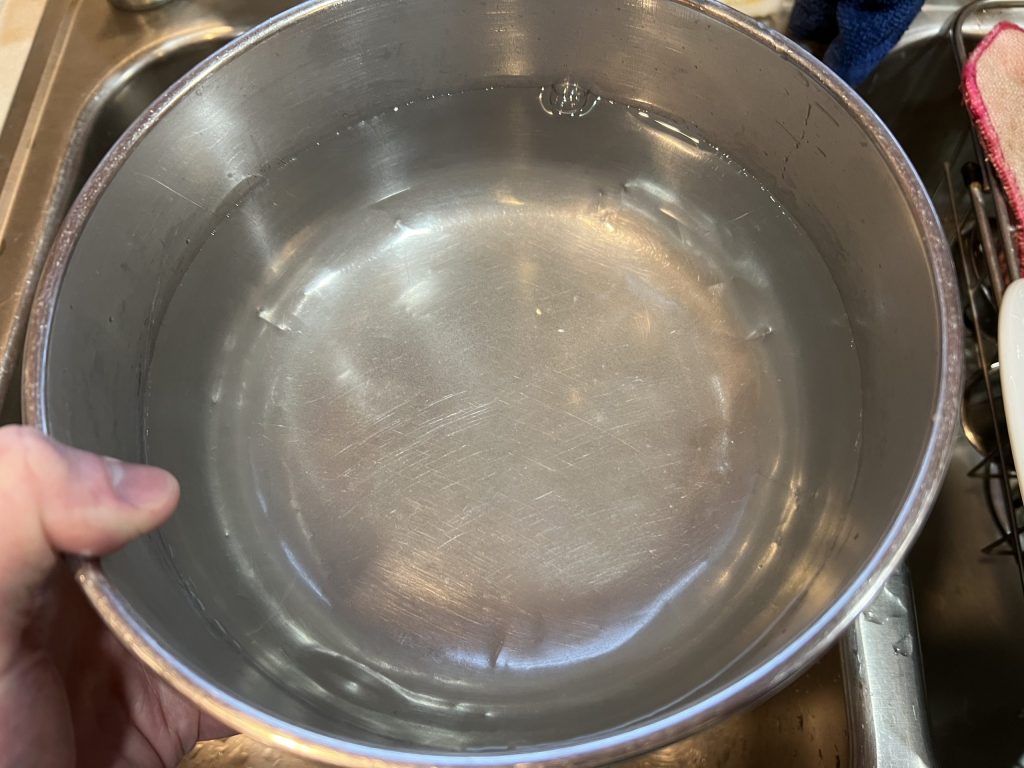 cold water in bowl for egg float test