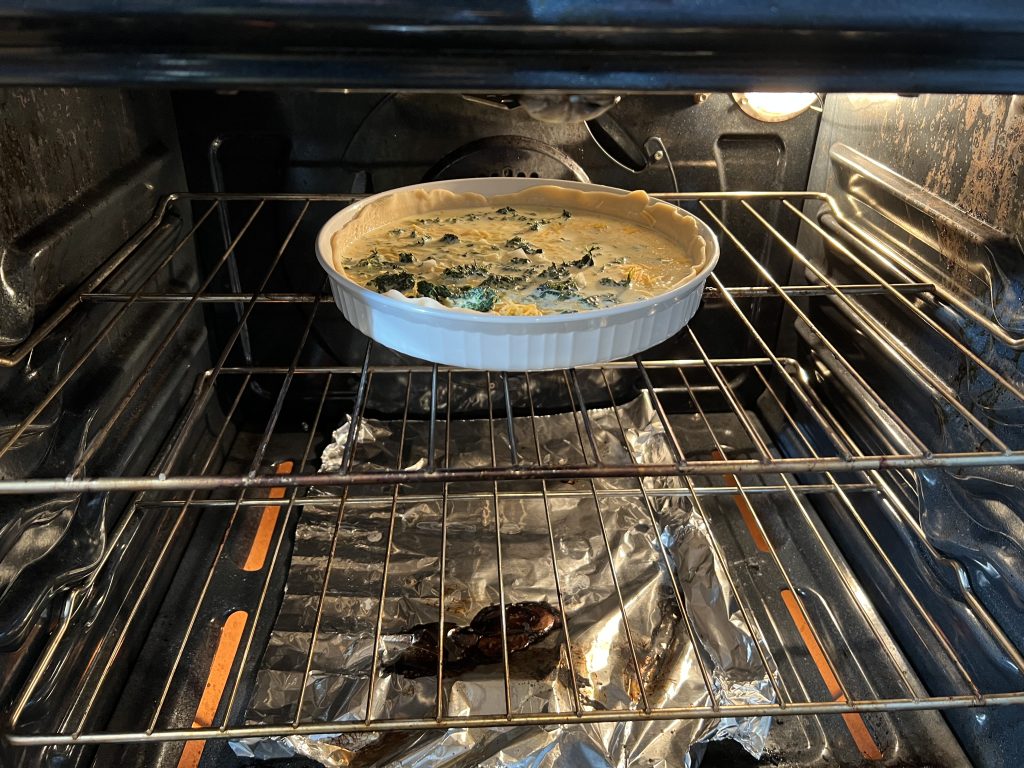 baking quiche pie at 350 for 45 minutes.