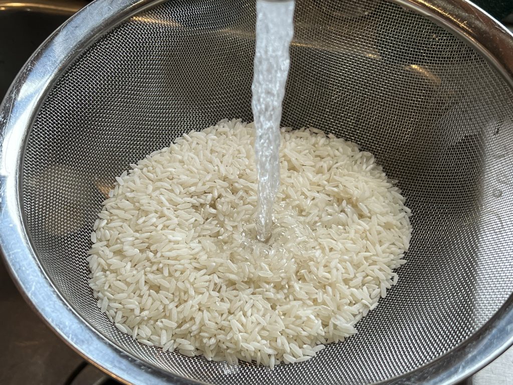washing rice
