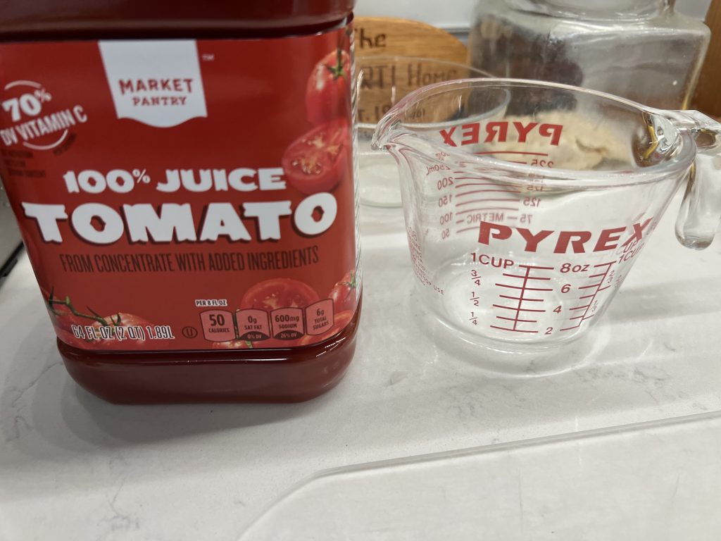 tomato juice and Pyrex