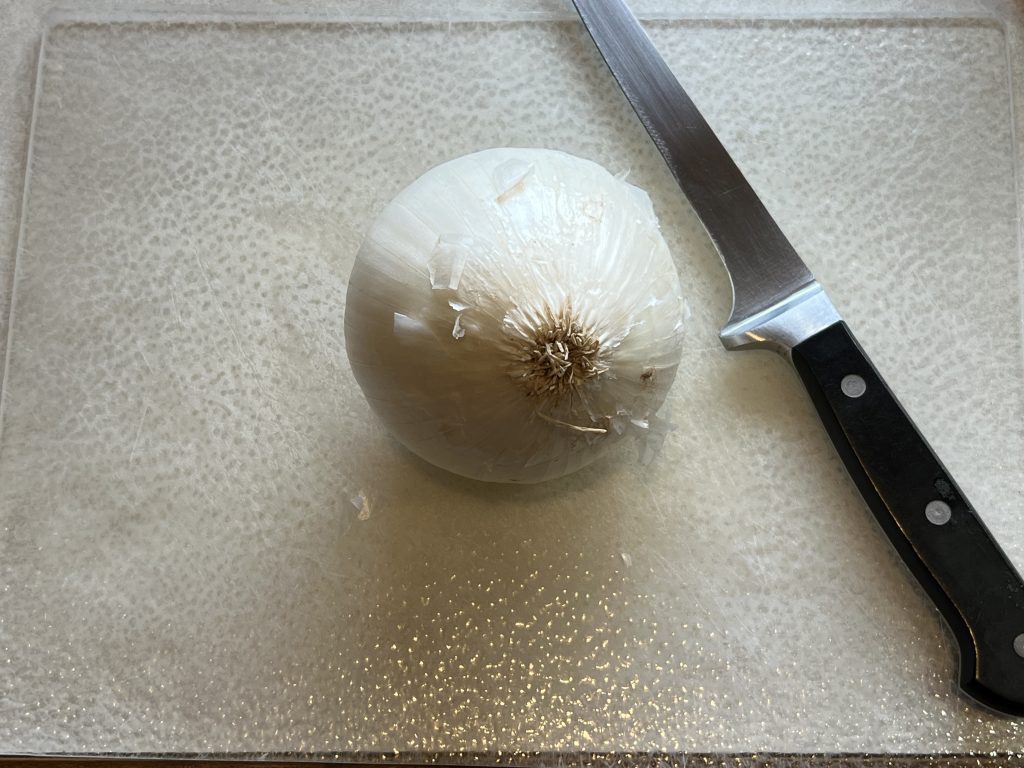 kitchen knife and onion