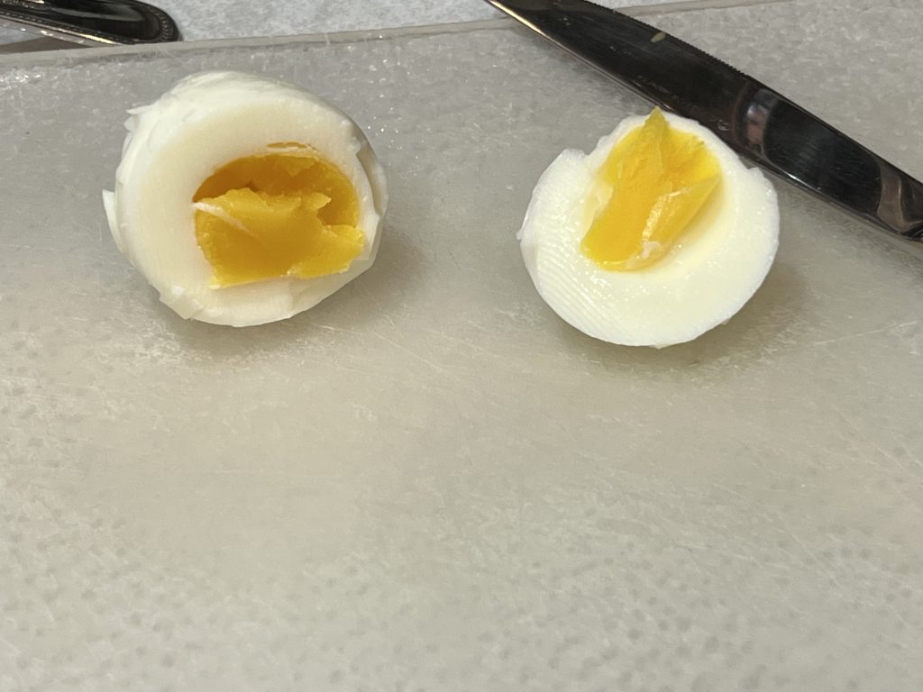 cutting into egg for deviled eggs recipe
