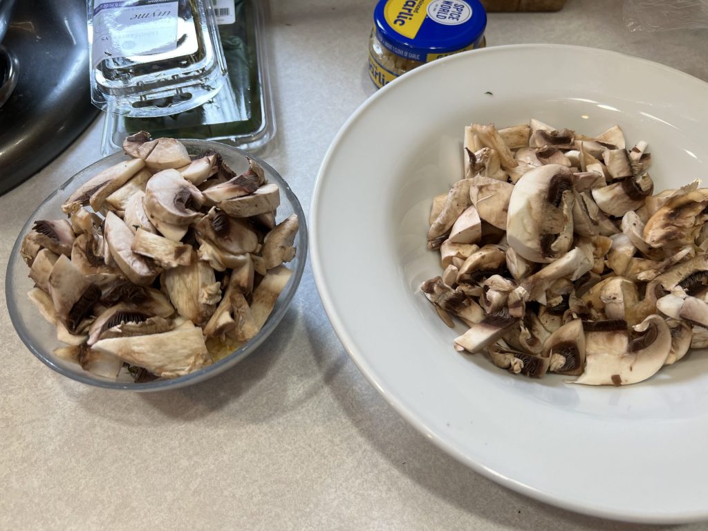 chopped mushrooms for cavatappi pasta