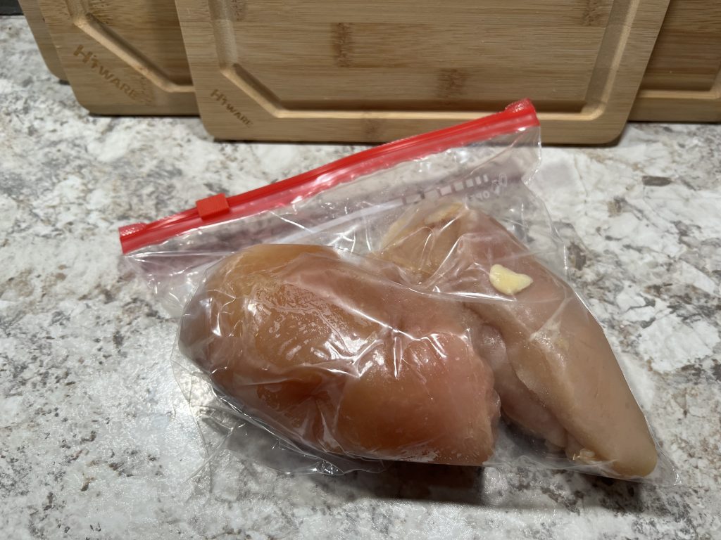chicken breasts on the counter to get to room temp