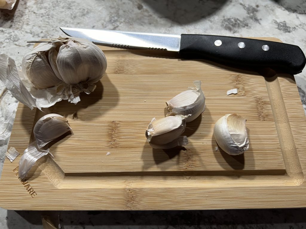 remember to chop up your 3 garlic cloves.