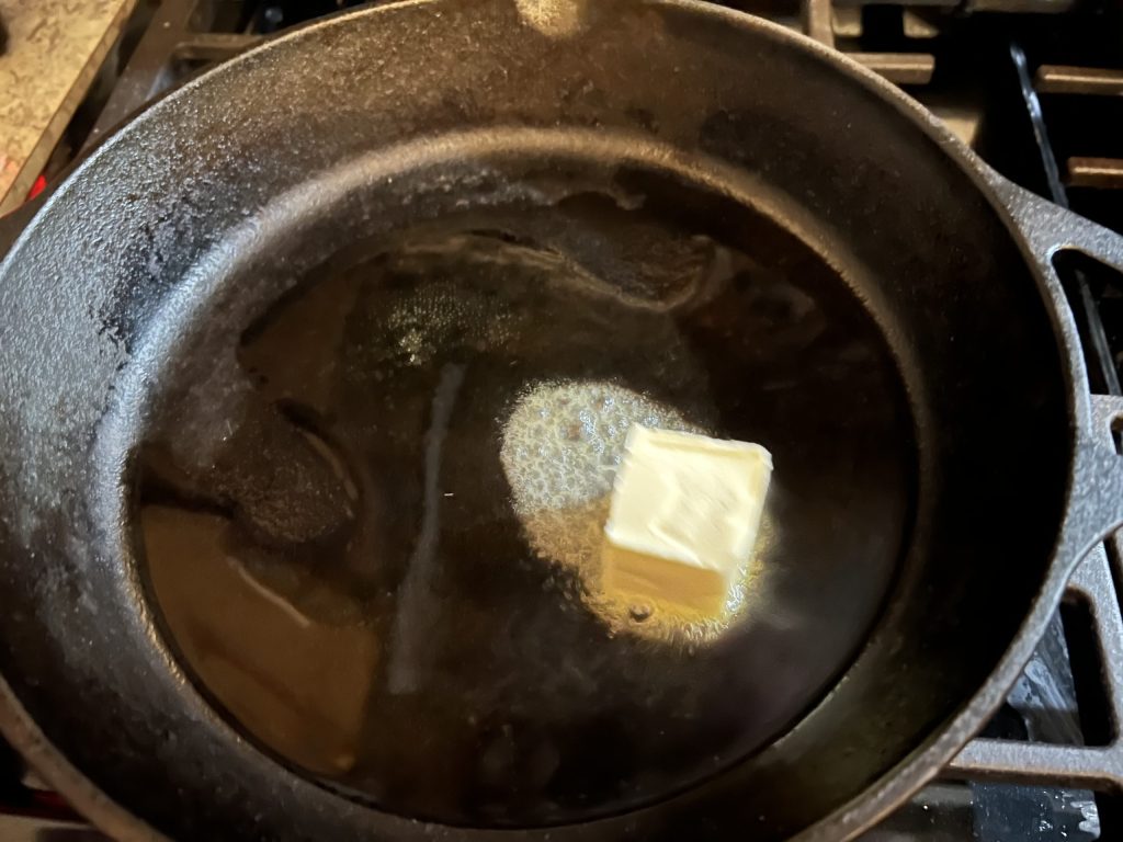 butter in skillet